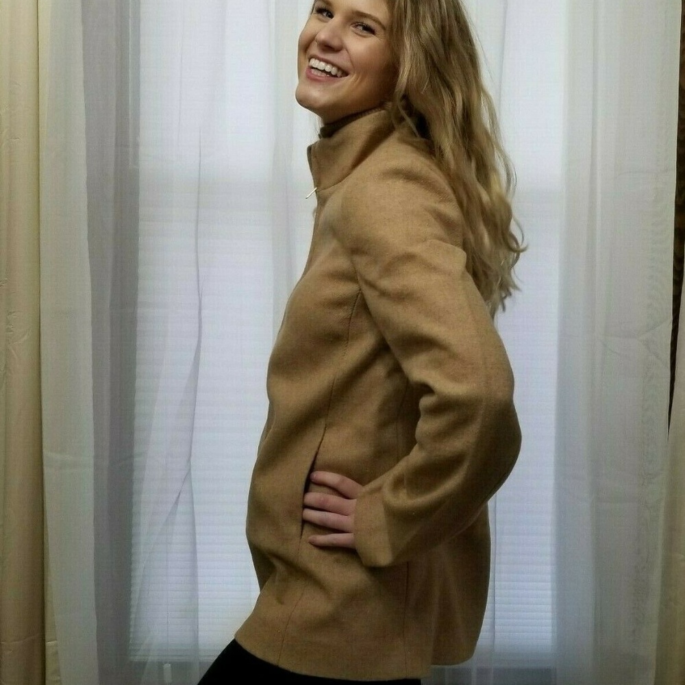 J Crew Village Coat Short Wool Blend Camel